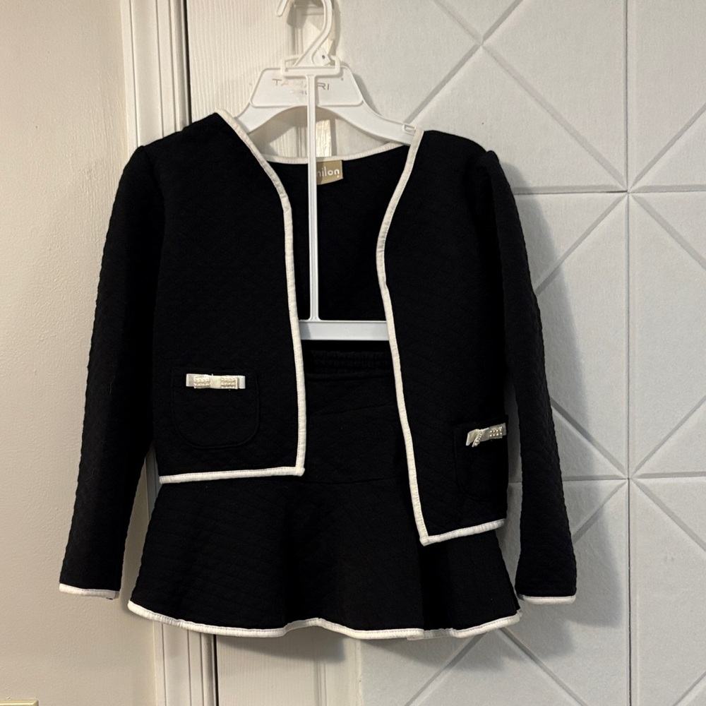 Mayoral Black Blazer and Skort with White Accents